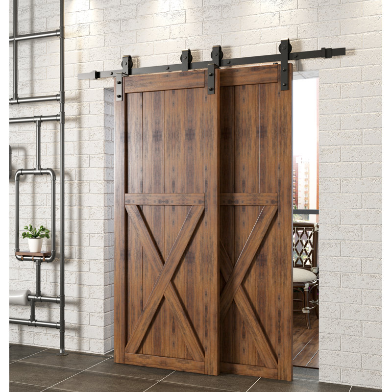Homacer Classic Design Single Bypass Barn Door Hardware Kit & Reviews